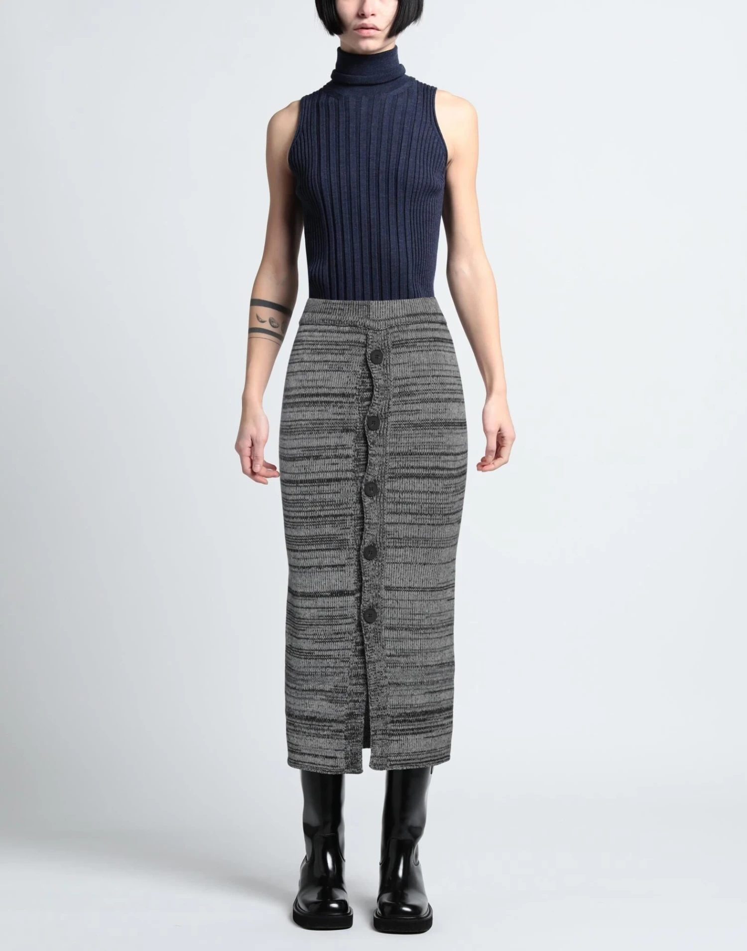 LIVIANA CONTI Grey Women‘s Midi Skirt 4 LIVIANA CONTI Grey Women‘s Midi Skirt - Image 2