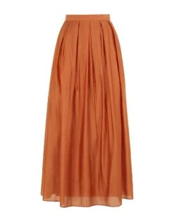 8 By LYOCELL HIGH-WAIST VOLUMINOUS LONG SKIRT Rust Women‘s Maxi Skirts